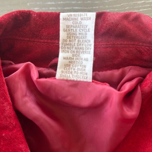 CHEROKEE Vintage Women’s Size XL Red Suede Leather Jacket Coat Button Up GUC - Picture 9 of 16